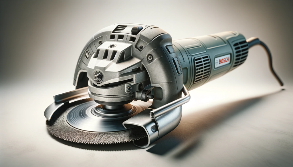 DALL·E 2024-01-05 10.18.59 - A photorealistic close-up image of an angle grinder with a metal cutting disc, resembling a Bosch-style design, displayed in a 16_9 format. The image .png