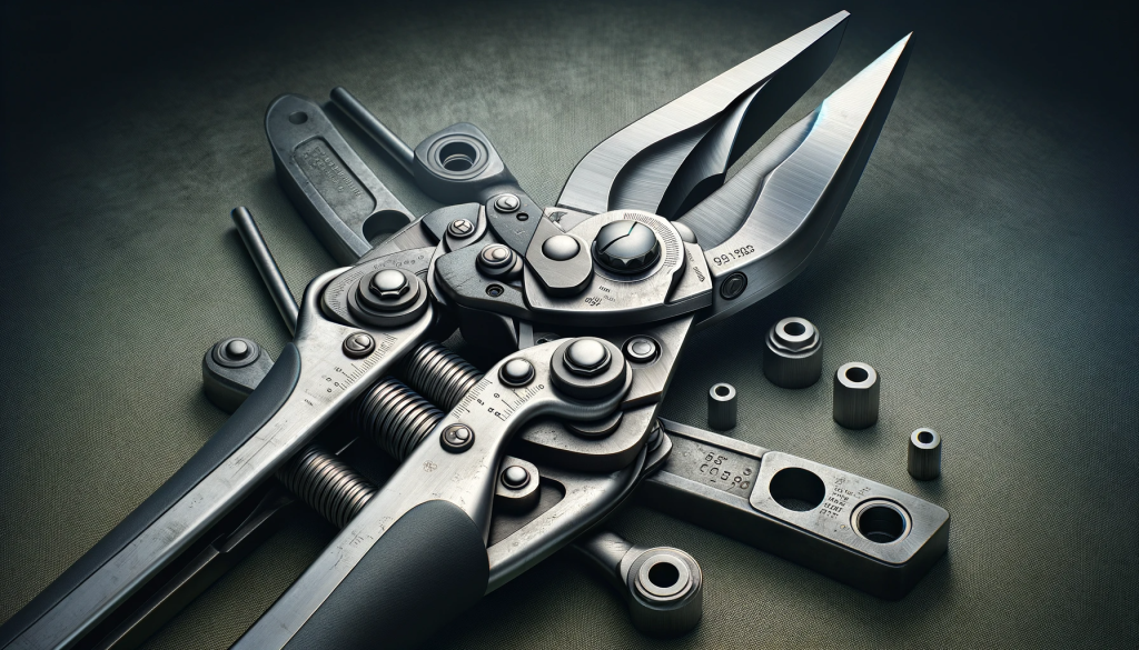 DALL·E 2024-01-05 10.16.23 - A photorealistic close-up image of metal shears resembling a design typical of Gross tools, in a 16_9 format. The image should capture the distinctive.png