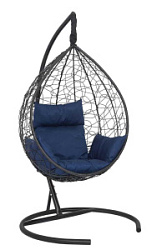 Кресло подвесное SEVILLA черное с синей подушкой SEV01 (макс.130 кг) 