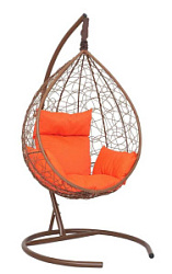Кресло подвесное SEVILLA гор.шоколад с оранж.подушкой SEV01 (макс.130 кг)