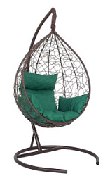 Кресло подвесное SEVILLA коричневое с зеленой подушкой SEV01 (макс.130 кг)